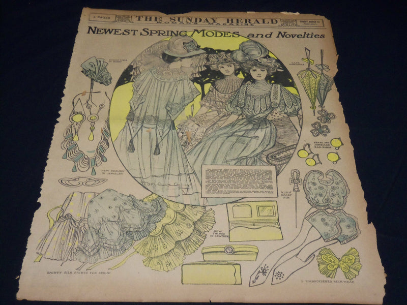 1907 THE BOSTON HERALD SUNDAY WOMAN'S MAGAZINE SECTIONS LOT OF 8 - UP 95