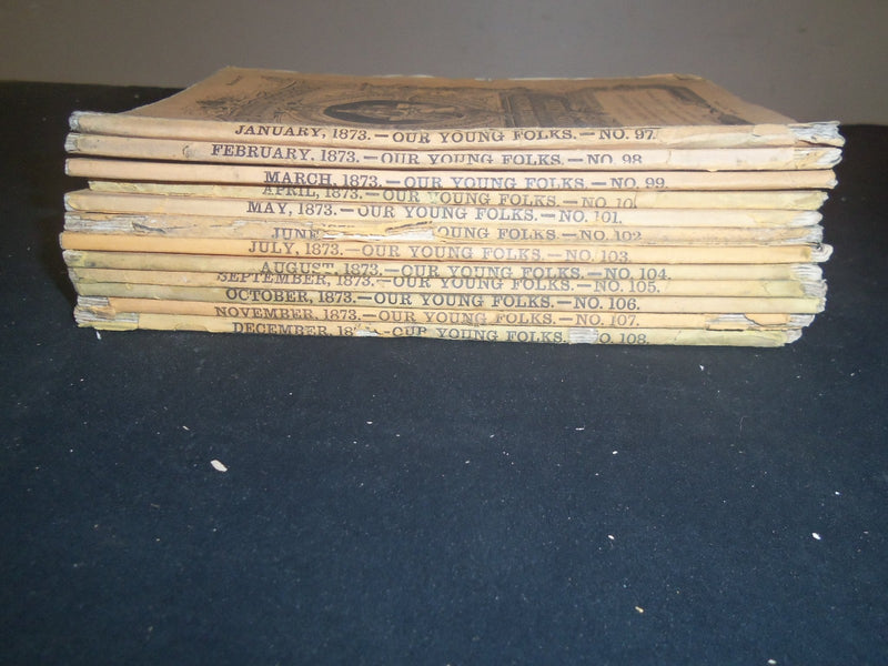 1873 OUR YOUNG FOLKS MAGAZINE - LOT OF 12 ISSUES - WR 1207