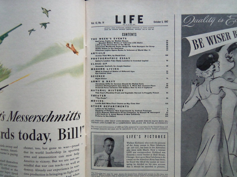 1942 OCTOBER 5 LIFE MAGAZINE - HATS IN FASHION - L 307
