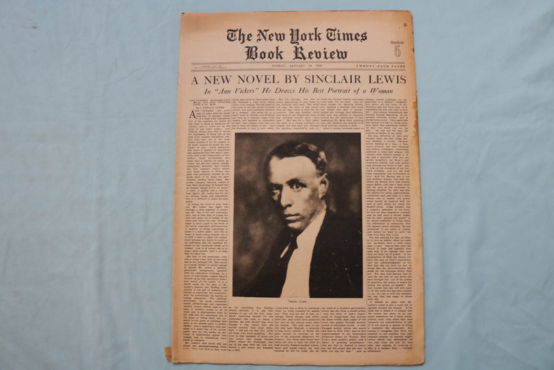 1933 JANUARY 29 NEW YORK TIMES BOOK REVIEW SECTION - SINCLAIR LEWIS - NP 9161
