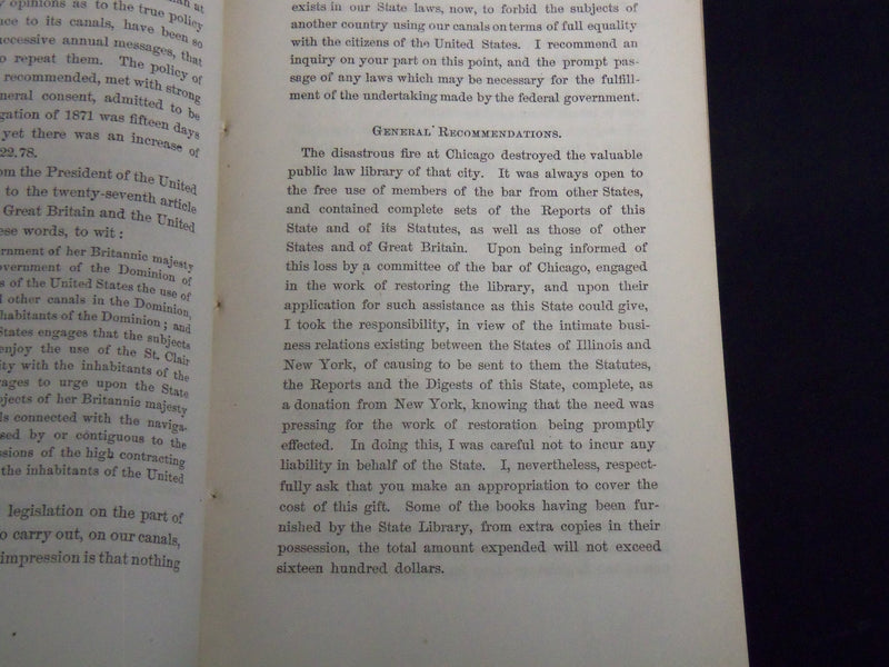 1872 GOVERNOR OF NEW YORK ANNUAL MESSAGE - STATE OF NEW YORK - J 8951
