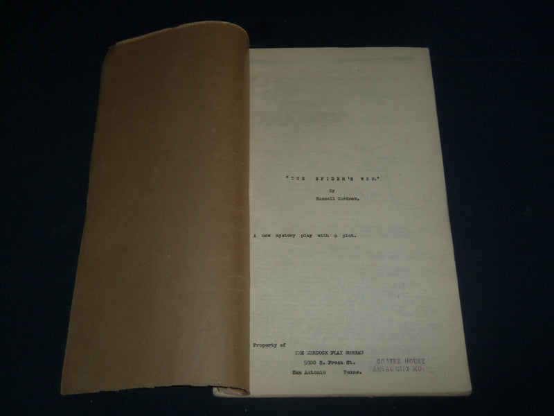 1930'S THE SPIDER'S WEB - COATES HOUSE KANSAS CITY ORIGINAL SCRIPT LOT - O 1987A