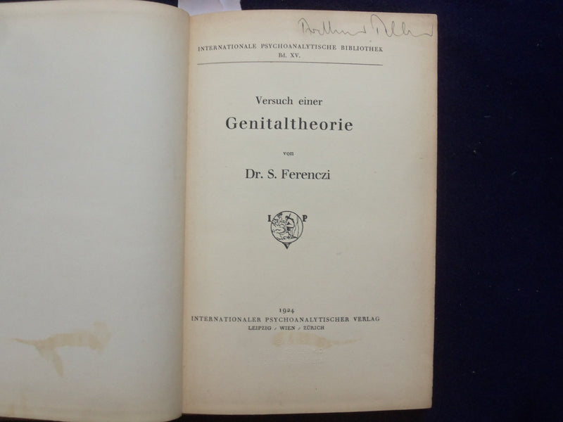 1924 VERSUCH EINER GENITALTHEORIE HARDCOVER BOOK- DR. FERENCZI -GERMAN - KD 8997