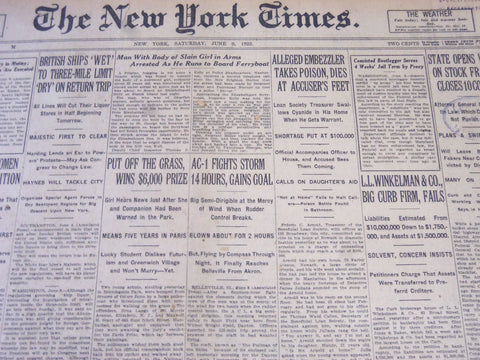 1923 JUNE 9 NEW YORK TIMES - L. L. WINKELMAN & CO. FAILS - NT 5860