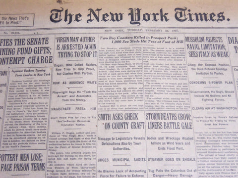 1927 FEBRUARY 22 NEW YORK TIMES - VIRGIN MAN AUTHOR ARRESTED AGAIN - NT 6800