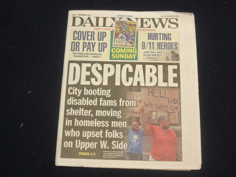 2020 SEPTEMBER 11 NEW YORK DAILY NEWS NEWSPAPER - CITY BOOTS DISABLED FAMILIES