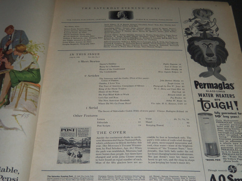 1960 JULY 30 THE SATURDAY EVENING POST MAGAZINE - ILLUSTRATED COVER - SP 2307