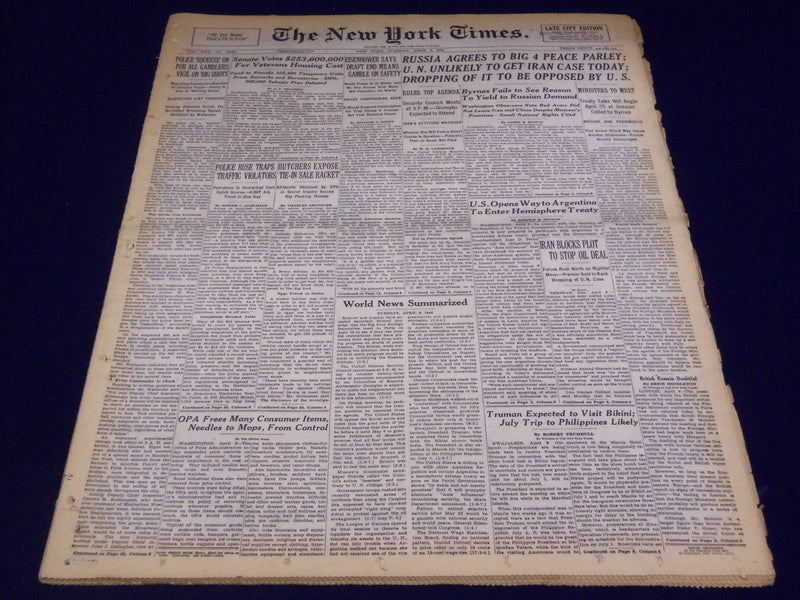 1946 APR 9 NEW YORK TIMES - POLICE SQUEEZE GAMBLES, VIGIL ON BIG SHOTS - NT 2293