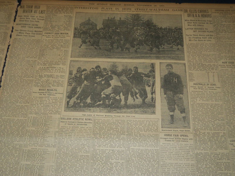 1908 NOVEMBER 29 THE BOSTON HERALD -TRAIN WRECK AT SOUTH BOSTON STATION - BH 216