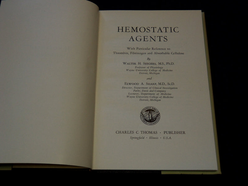 1948 HEMOSTATIC AGENTS HARDCOVER BOOK BY SEEGERS & SHARP - KD 7874