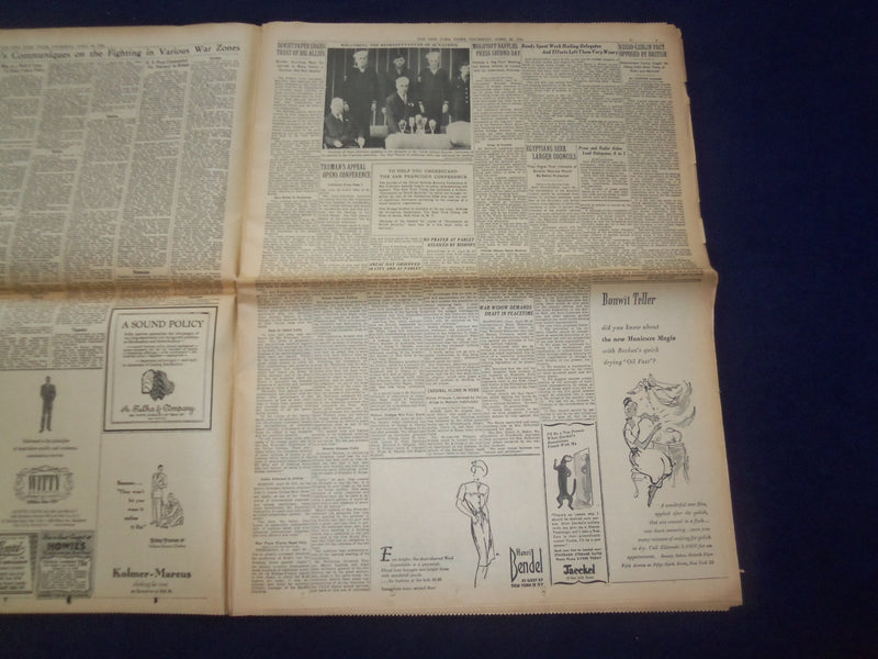 1945 APRIL 26 NEW YORK TIMES - TRUMAN OPESN WORLD SECURITY PARLEY - NP 6703