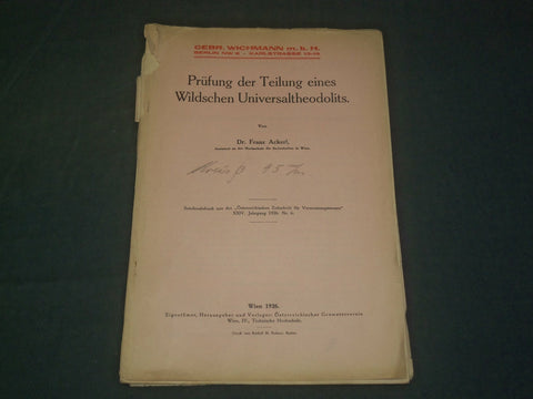 1926 PRUFUNG DER TEILUNG EINES WILDSCHEN UNIVERSALTHEODOLITS GERMAN BOOK- J 5926