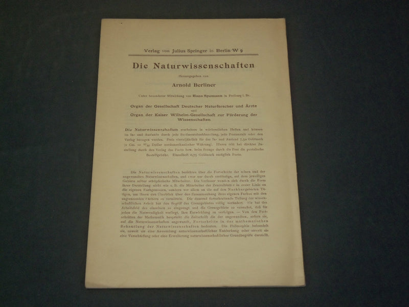 1925 ERGEBNISSE DER EXAKTEN NATURWISSENSCHAFTEN GERMAN BOOK - J 5923