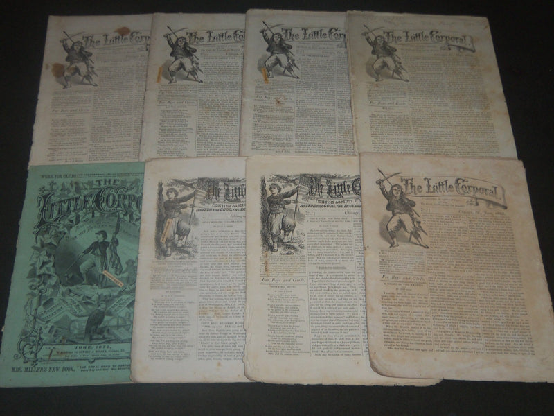 1867-1870 THE LITTLE CORPORAL MAGAZINE LOT OF 8 ISSUES - O 1790