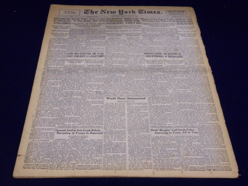1947 JULY 21 NEW YORK TIMES - BURMA POLICE SEIZE U SAW - NT 3422
