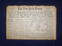 1940 MAY 21 NEW YORK TIMES - NAZIS AT PERONNE IN DRIVE TOWARD CHANNEL - NP 6494
