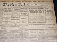 1917 AUGUST 9 NEW YORK TIMES - DRAFT CALL FOR 251,900 MEN - NT 8506