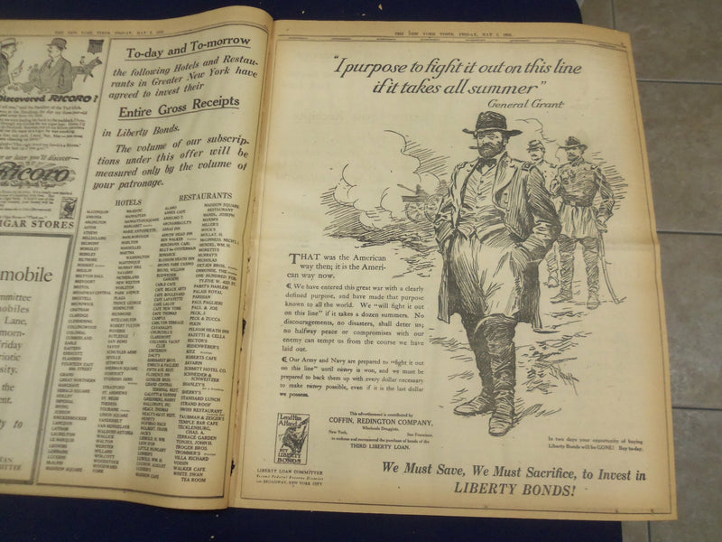 1918 MAY 3 NEW YORK TIMES - FRENCH ADVANCE THEIR LINES - NT 8170