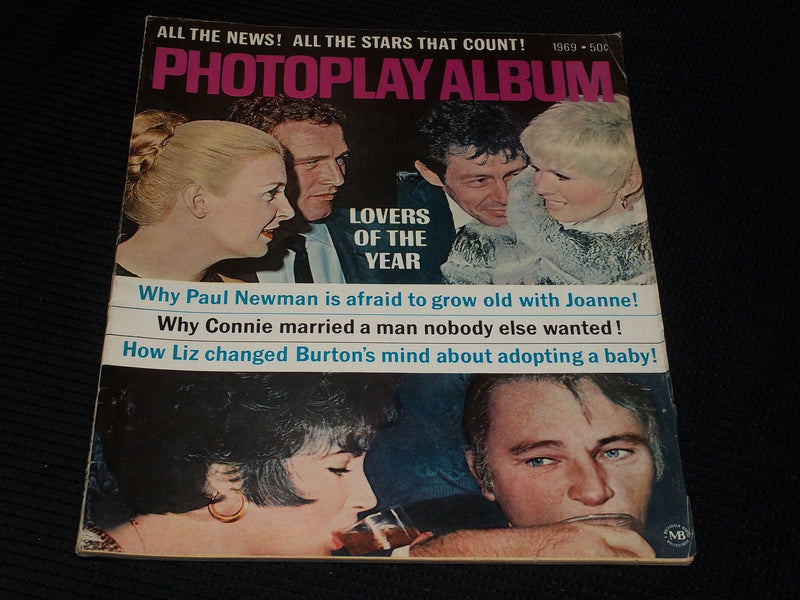 1969 PHOTOPLAY ALBUM MAGAZINE - PAUL NEWMAN LIZ TAYLOR FRONT COVER - E 896