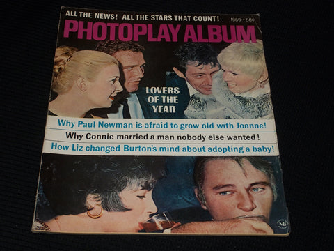 1969 PHOTOPLAY ALBUM MAGAZINE - PAUL NEWMAN LIZ TAYLOR FRONT COVER - E 896