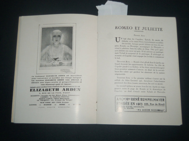 1930 ACADEMIE NATIONALE DE MUSIQUE DANSE PROGRAM - ROMEO ET JULIETTE - J 4215