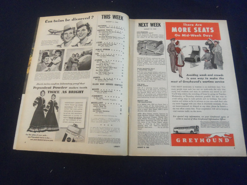 1942 AUGUST 8 LIBERTY MAGAZINE - MORE AMERICANS WE CAN DO WITHOUT - B 4197Q
