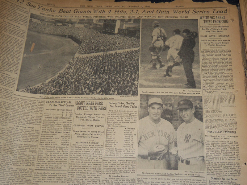 1943 WORLD SERIES YANKEES DEFEAT CARDINALS NEW YORK TIMES LOT OF 6 - NT XXXX