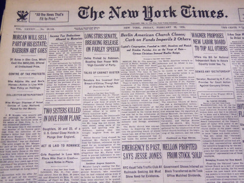 1935 FEBRUARY 22 NEW YORK TIMES - LONG STIRS SENATE - NT 3813