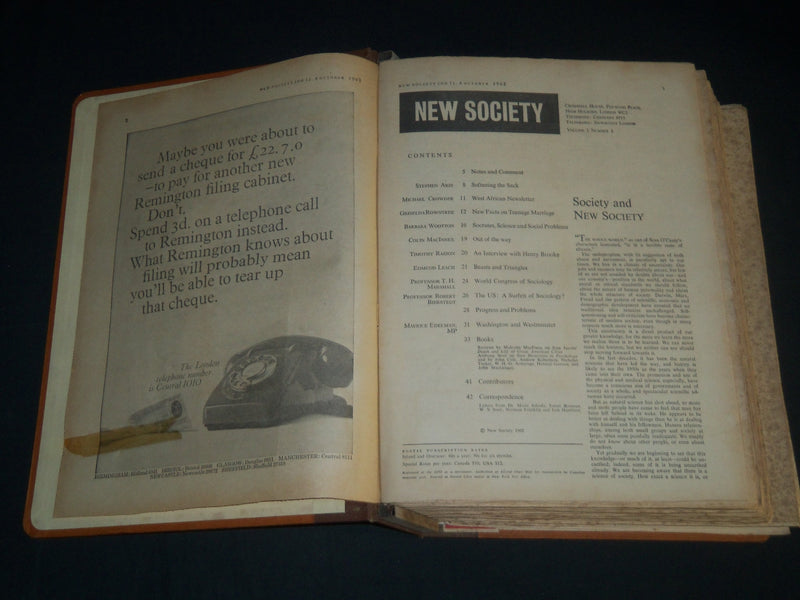 1962-1963 NEW SOCIETY SOCIAL SCIENCE WEEKLY MAGAZINE VOLUME 1- 39 ISSUES - R 157