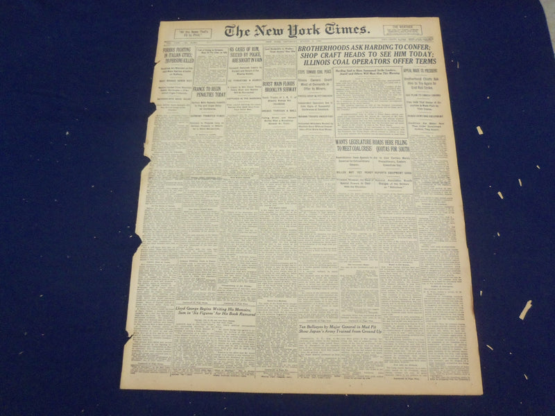 1922 AUGUST 5 NEW YORK TIMES - FURIOUS FIGHTING IN ITALIAN CITIES - NT 8363