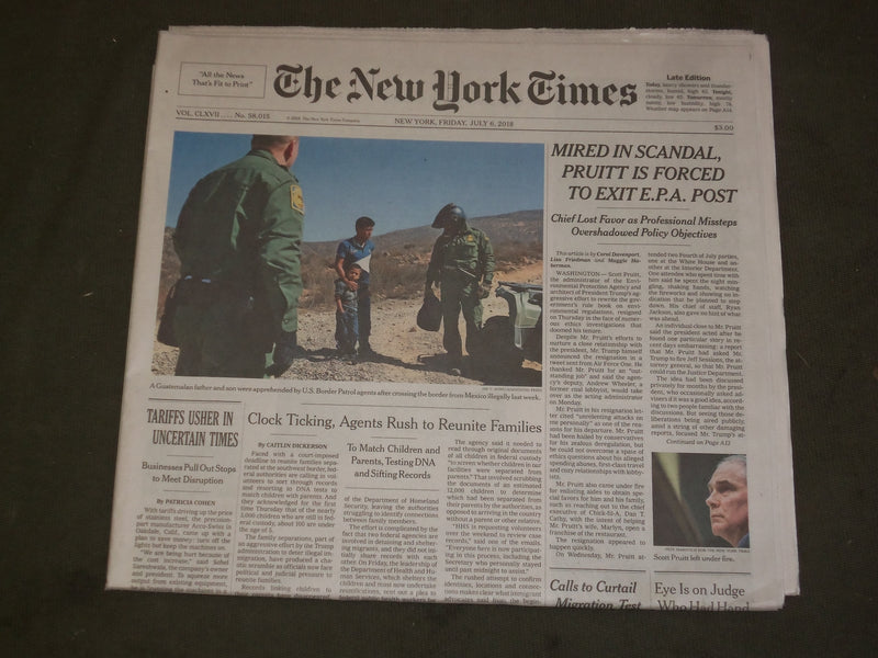 2018 JULY 6 NEW YORK TIMES - IN SCANDAL, SCOTT PRUITT IS FORCED TO EXIT EPA POST