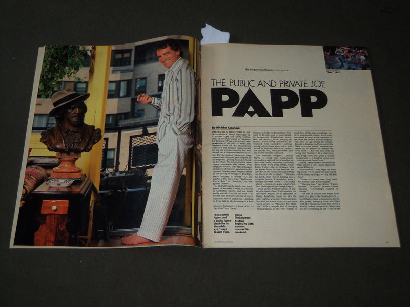 1985 JUNE 23 NEW YORK TIMES MAGAZINE SECTION - JOE PAPP COVER - J 3098