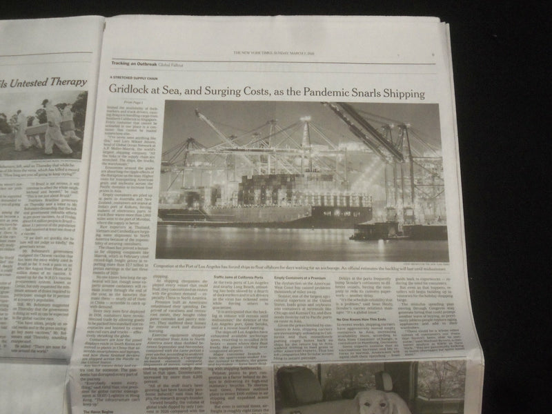 2021 MARCH 7 NEW YORK TIMES - GRIDLOCK AT SEA AS THE PANDEMIC SNARLS SHIPPING