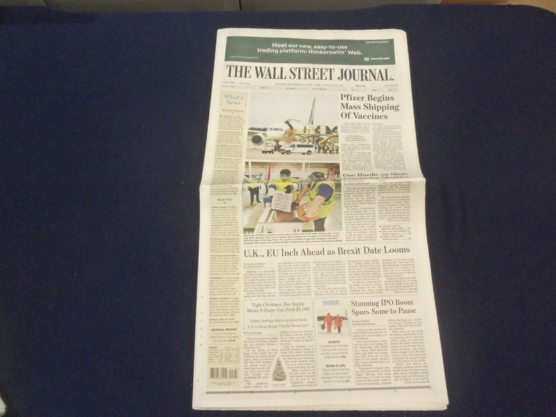 2020 DECEMBER 14 THE WALL STREET JOURNAL-PFIZER BEGINS MASS SHIPPING OF VACCINES