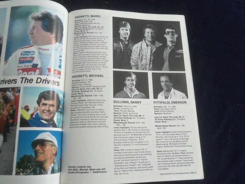 1986 JUNE 27-29 THE CHASE GRAND PRIX RACING PROGRAM - THE MEADOWLANDS - SP 3929K