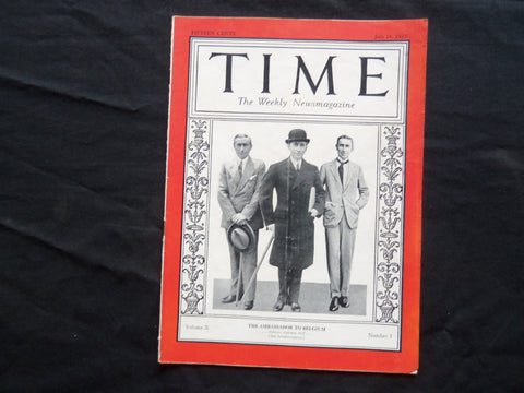 1927 JULY 18 TIME MAGAZINE - THE AMBASSADOR TO BELGIUM - T 125