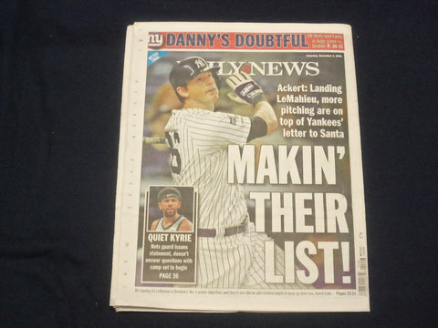 2020 DECEMBER 5 NEW YORK DAILY NEWS NEWSPAPER - YANKEES HOPE TO RESIGN LEMAHIEU