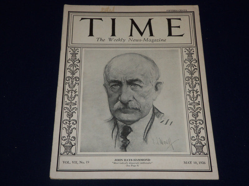 1926 MAY 10 TIME MAGAZINE - JOHN HAYS HAMMOND COVER - T 28