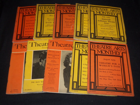 1939 THEATRE ARTS MONTHLY MAGAZINE LOT OF 10 ISSUES - O 2914