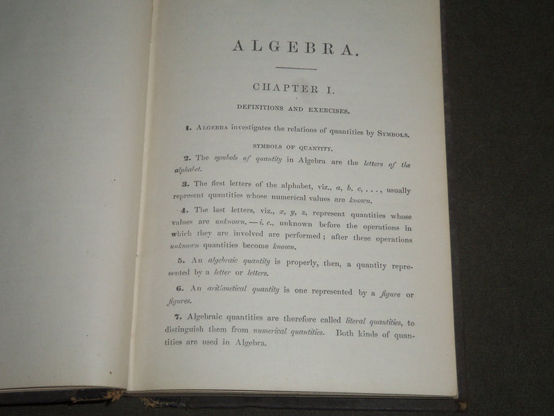 1865 ALGEBRA IN THE COLLEGES AND ACADEMICS BY P. A. TOWNE BOOK - KD 4479