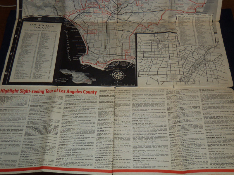 1949 SOUTHERN CALIFORNIA ALL YEAR CLUB SIGHT SEEING FOLD OUT MAP - J 8559