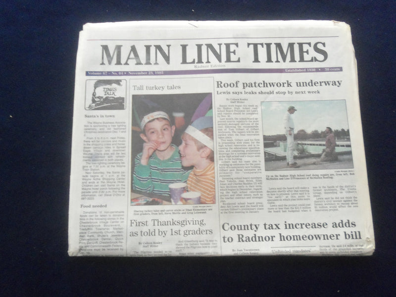 1995 NOV 23 MAIN LINE TIMES NEWSPAPER -RADNOR, PA- COUNTY TAX INCREASE - NP 6120
