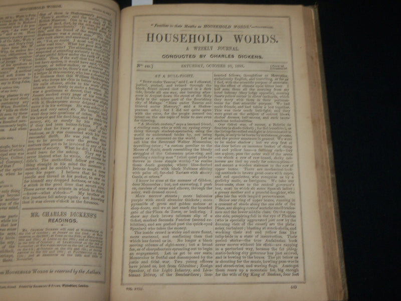 1858 HOUSEHOLD WORDS WEEKLY JOURNAL VOLUME 18 - CHARLES DICKENS - KD 6357