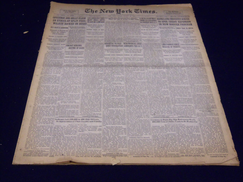 1932 AUGUST 26 NEW YORK TIMES - REICHSTAG TO FACE DISSOLUTION - NT 4079