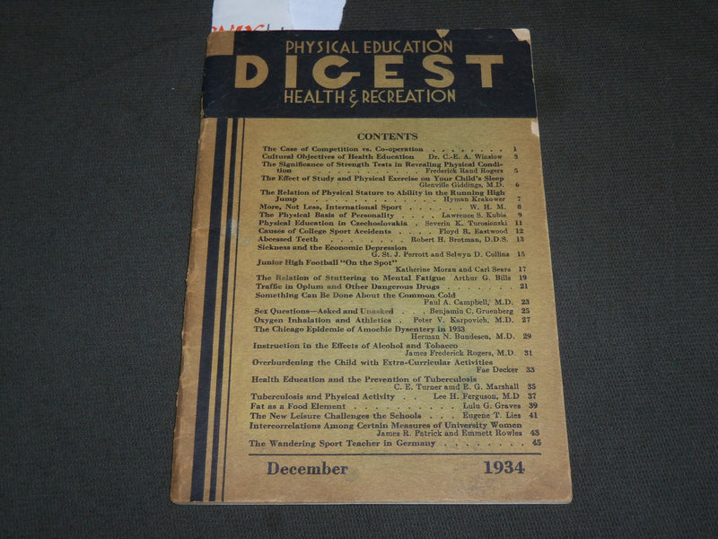 1934 DECEMBER PHYSICAL EDUCATION DIGEST MAGAZINE - HEALTH & RECREATION - J 6137