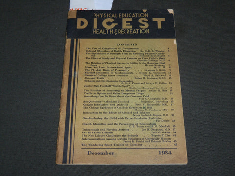 1934 DECEMBER PHYSICAL EDUCATION DIGEST MAGAZINE - HEALTH & RECREATION - J 6137