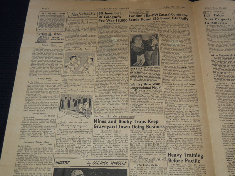 1945 MAY 25 THE STARS AND STRIPES NEWSPAPER - HIMMLER A SUICIDE POISON- NP 2151M