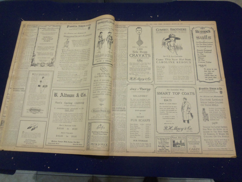1922 MARCH 30 NEW YORK TIMES - ACTORS FIGHT BLAZE IN TIMES SQUARE - NT 8321
