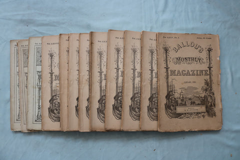 1892 BALLOU'S MONTHLY MAGAZINE - COMPLETE YEAR - LOT OF 12 - O 3976