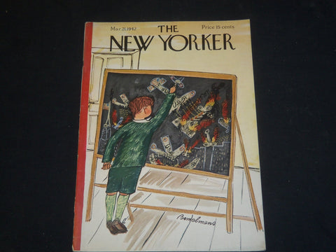 1942 MARCH 21 THE NEW YORKER MAGAZINE - ILLUSTRATED COVER - NY 1674